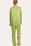 Vintage Green Striped Long Sleeve Pajama Set