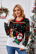 Embroidered Sweater - Santa Claus & Musical Notes