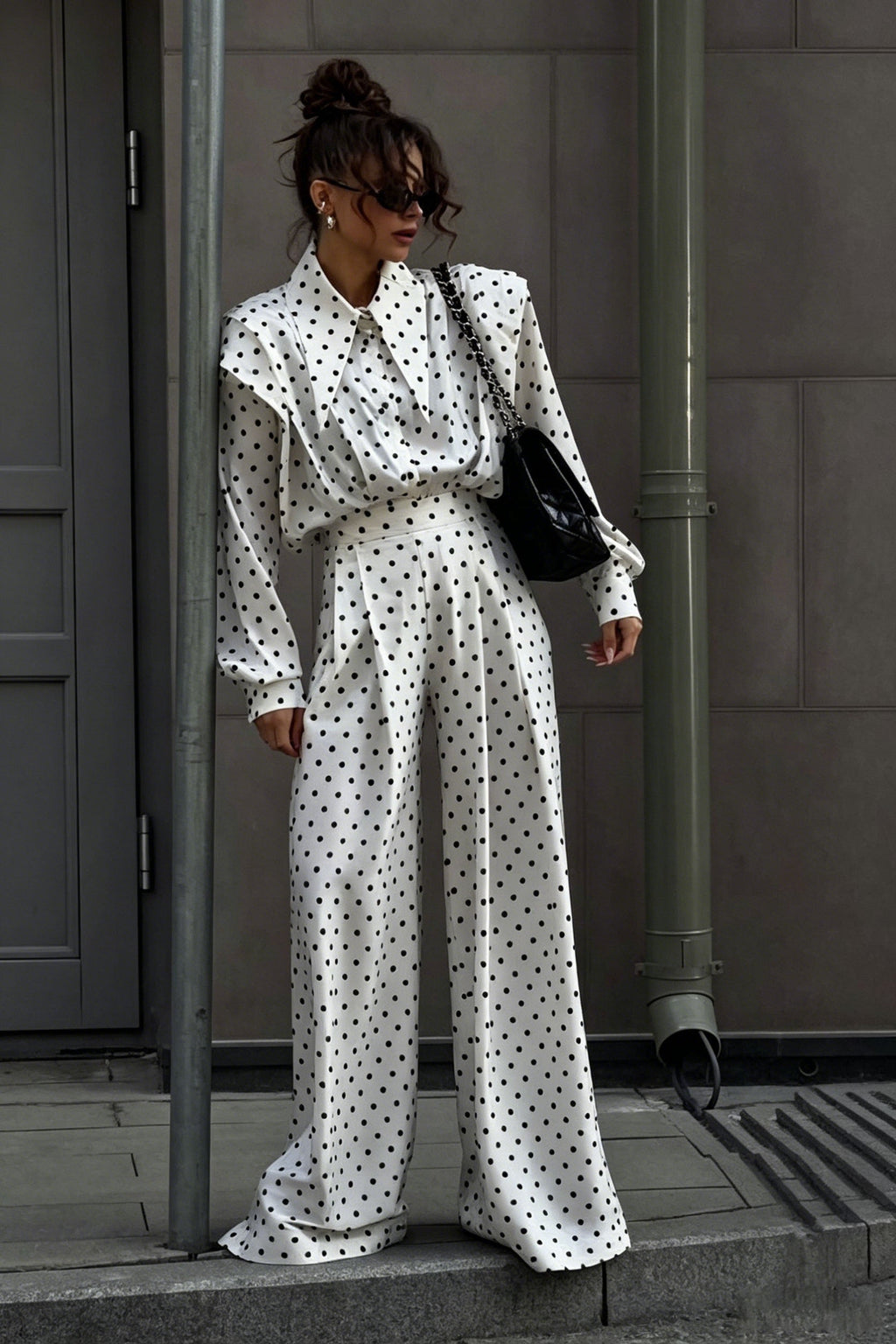 French Style Polka Dot Pants Set