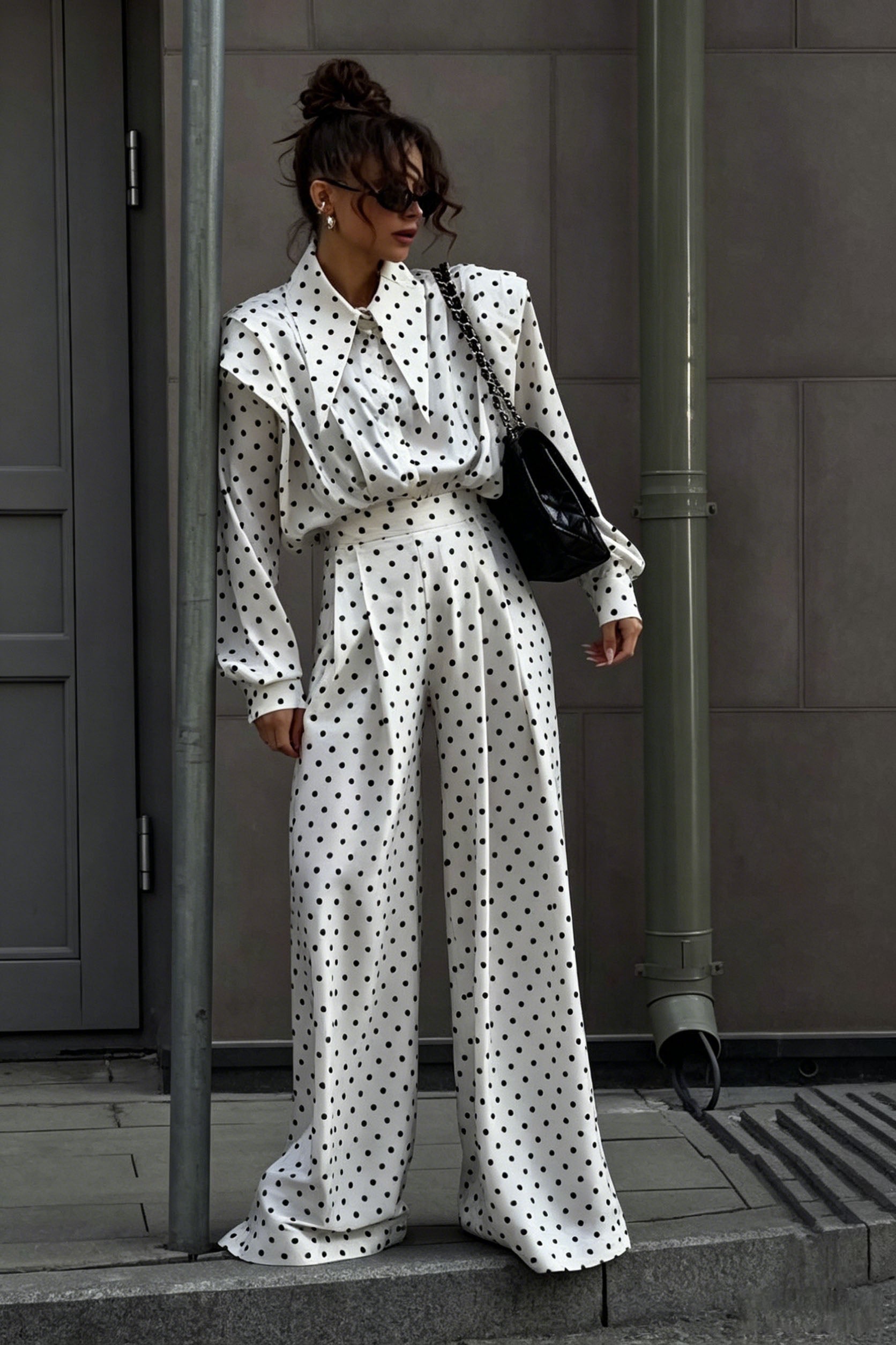 French Style Polka Dot Pants Set