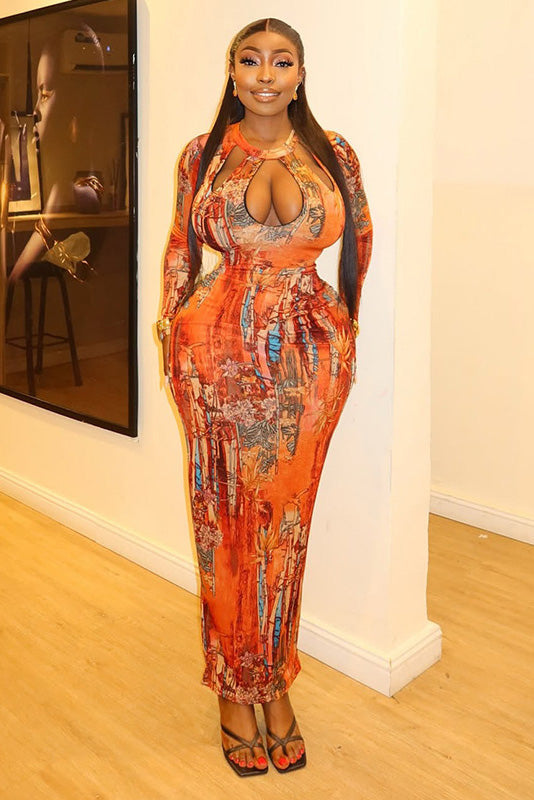 Spicy Retro Bodycon Maxi Dress
