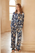 Begonia Flower Print Long-Sleeve Pajama Set