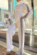 High Neck Sequin Pants Set
