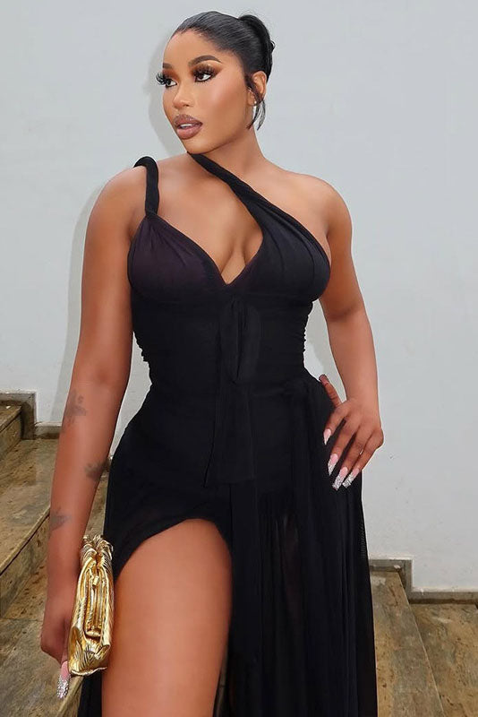 Backless High-Slit Bodycon Dress