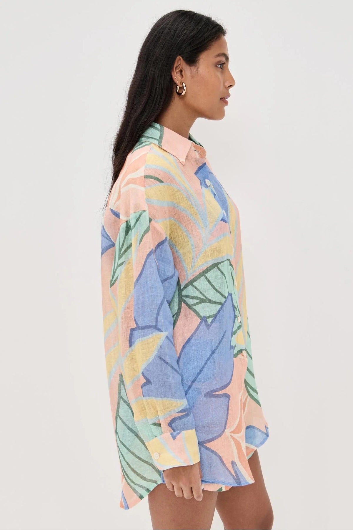 Playa Boyfriend Tropical Leaf Printed Short Set