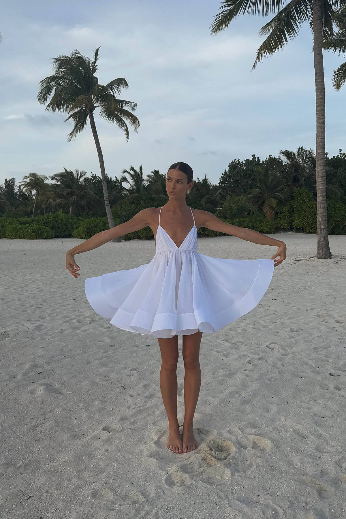Flared Hem Deep V Backless Mini Dress