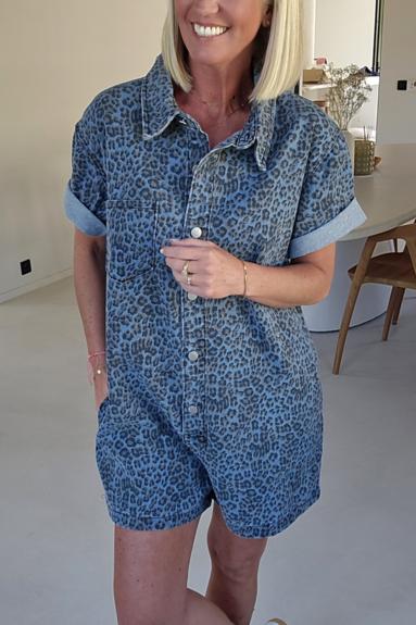 Jini Jeans Playsuit Blue Leo