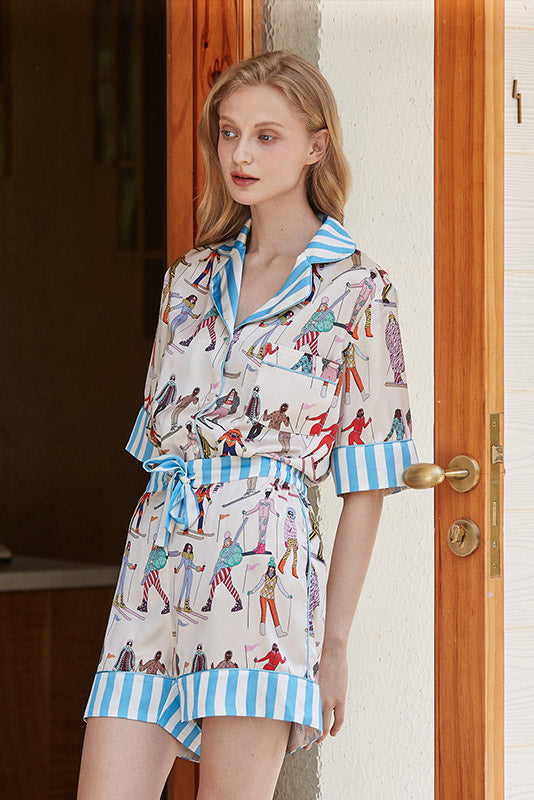 Ski Sports Print Pajama Set