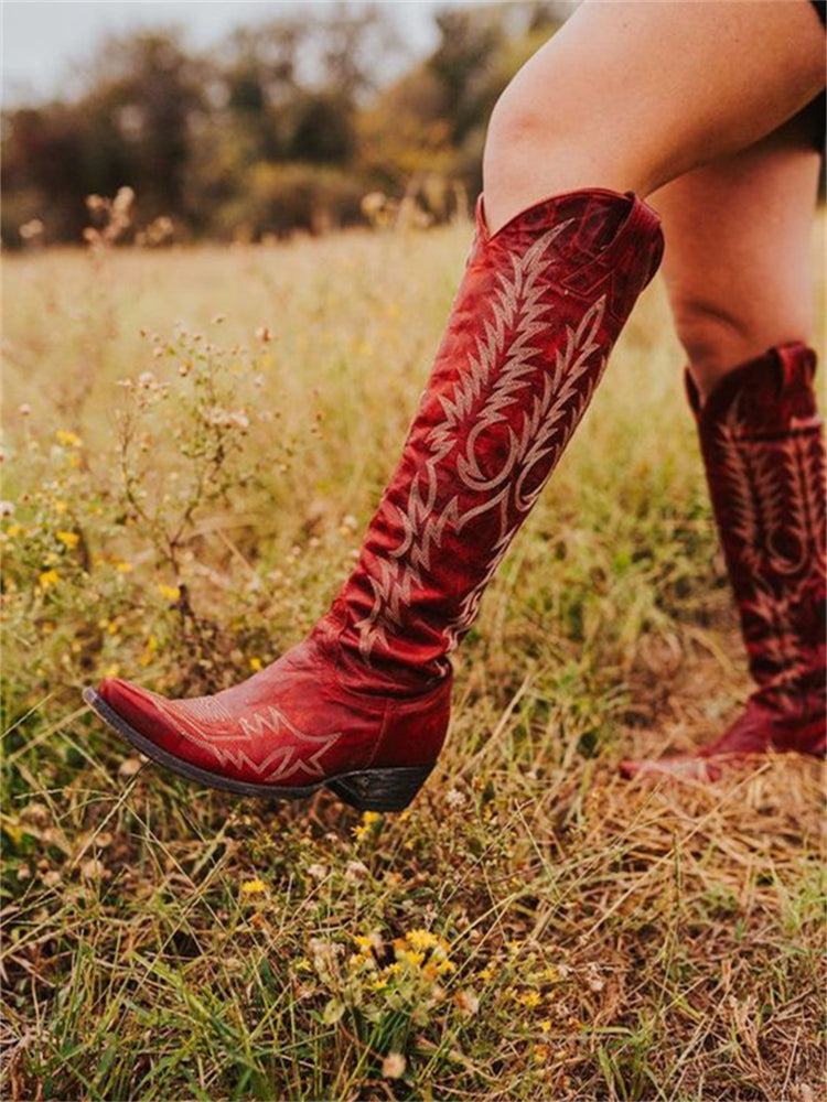 Vintage Western Cowboy Embroidered Boots