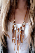 Bohemian Suede Coin Beaded Tassel Necklace