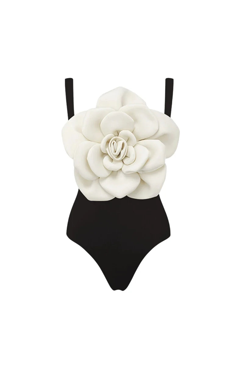 Floral Accent One-Piece Swimsuit Set