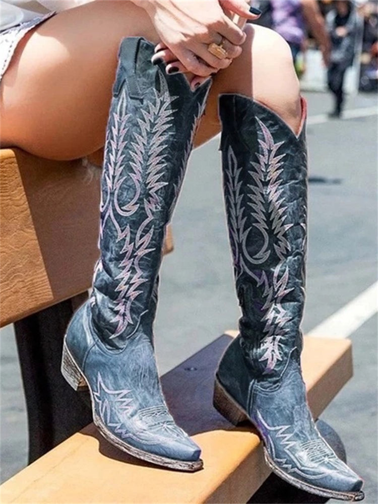 Vintage Western Cowboy Embroidered Boots