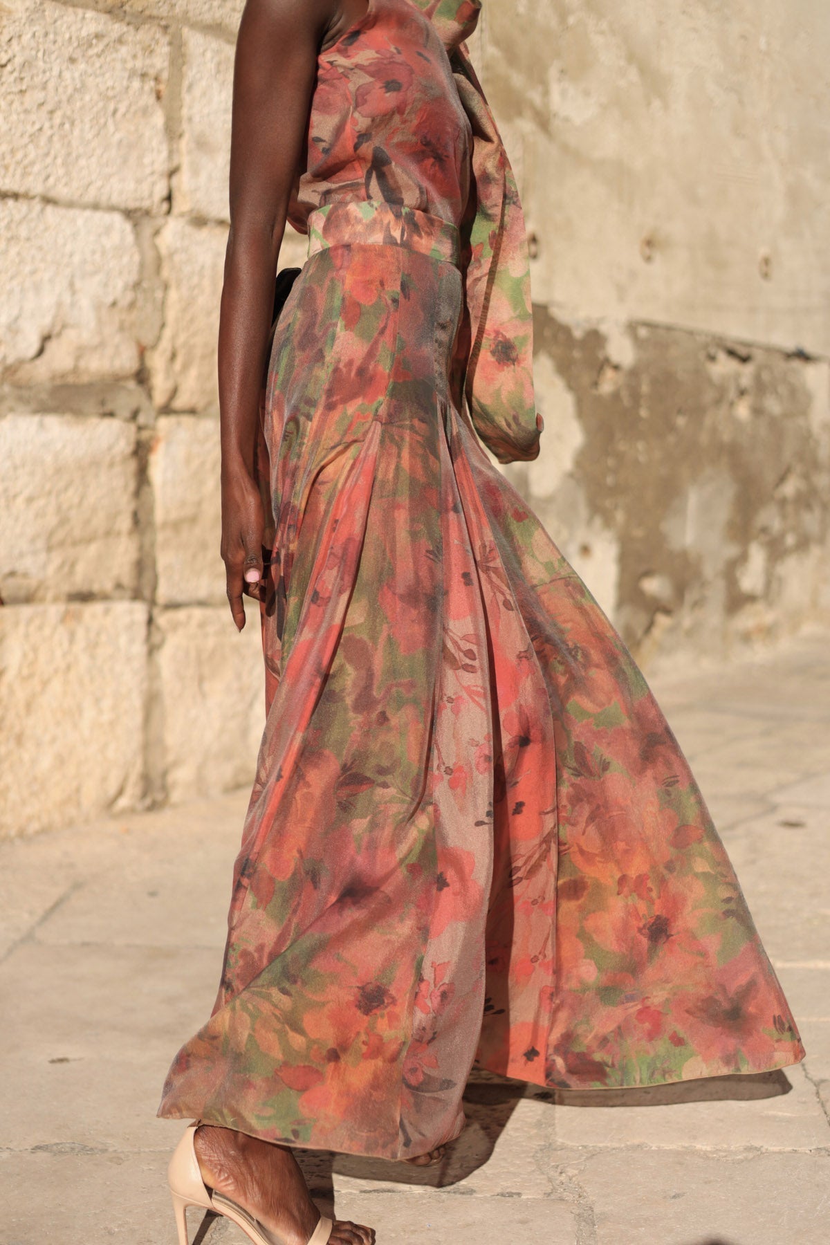 Falda Halterneck Floral Maxi Skirt Set