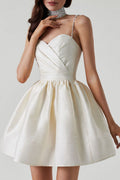 Sweet High-Waist Ruched Fluffy Mini Dress