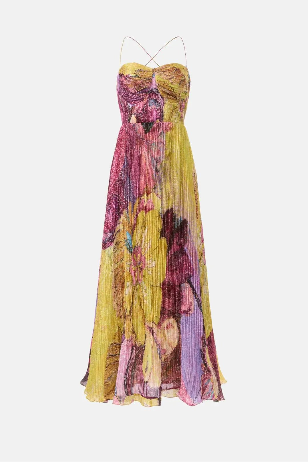 Kiara Multicolored Ikat Print Maxi Dress