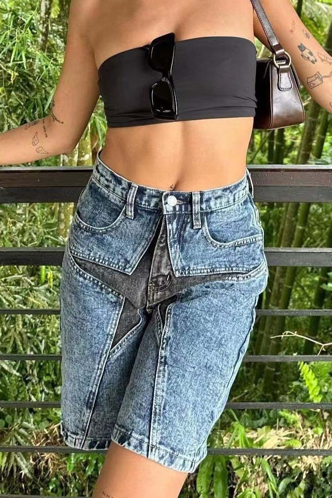 Trendy Star Patch Shorts