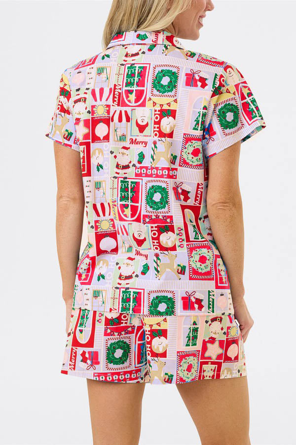 Christmas Print Short Sleeves Cute Print Set
