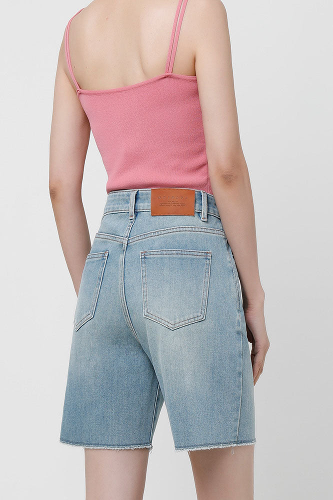 High-Waist Stretch Denim Shorts