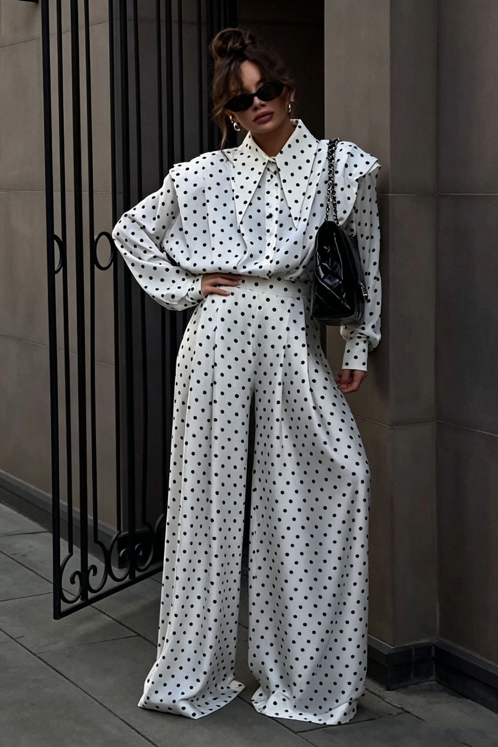 French Style Polka Dot Pants Set