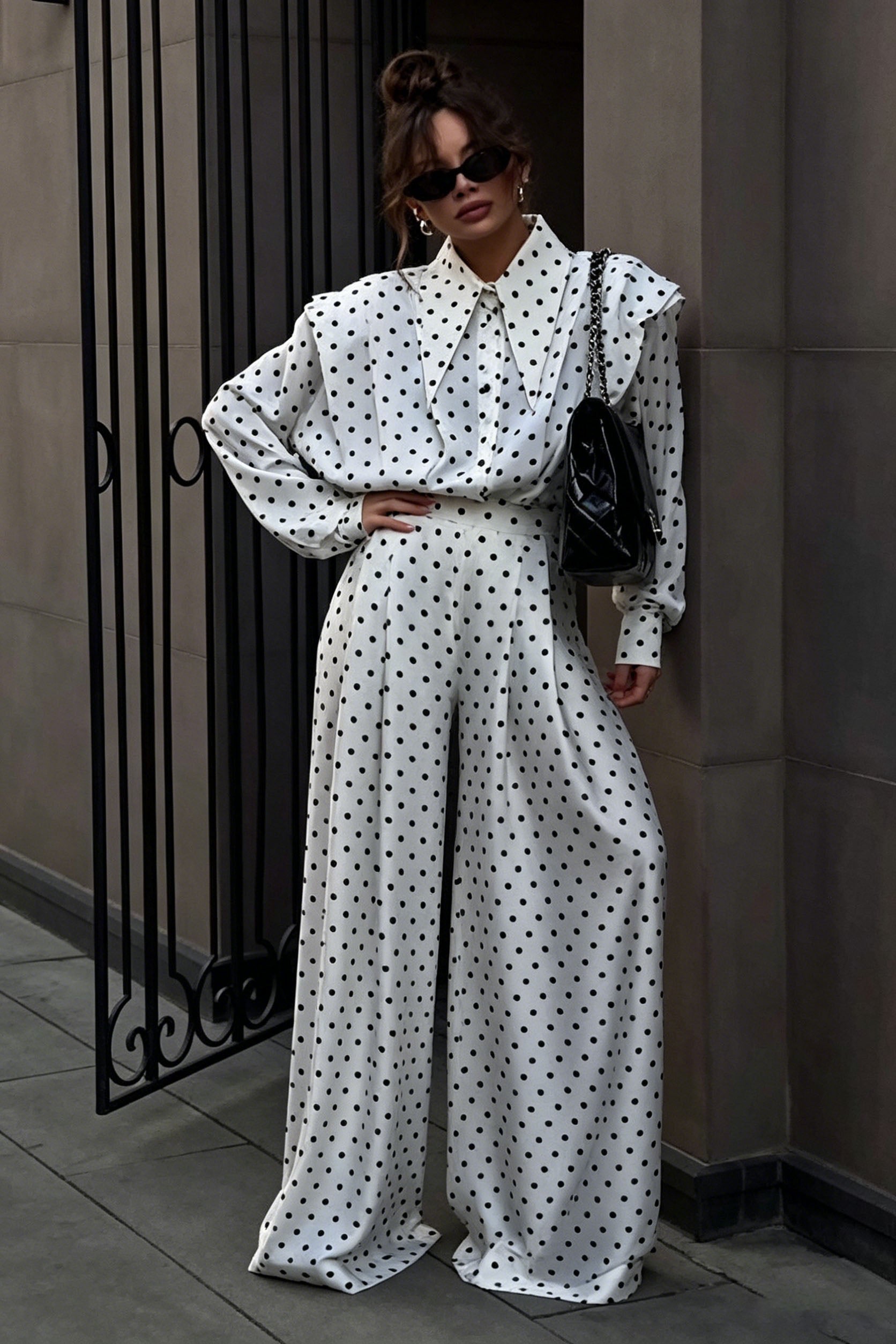 French Style Polka Dot Pants Set