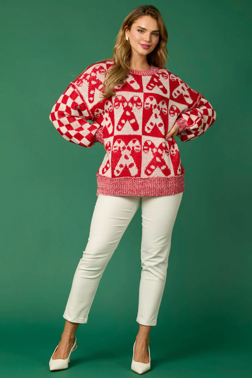 Candy Cane Christmas Needles & Man Knit Sweater
