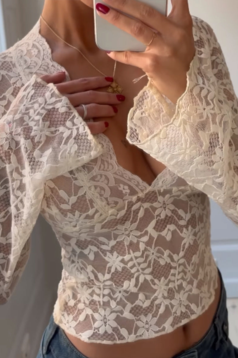 Sultry Pink Lace Wrap Crop Top