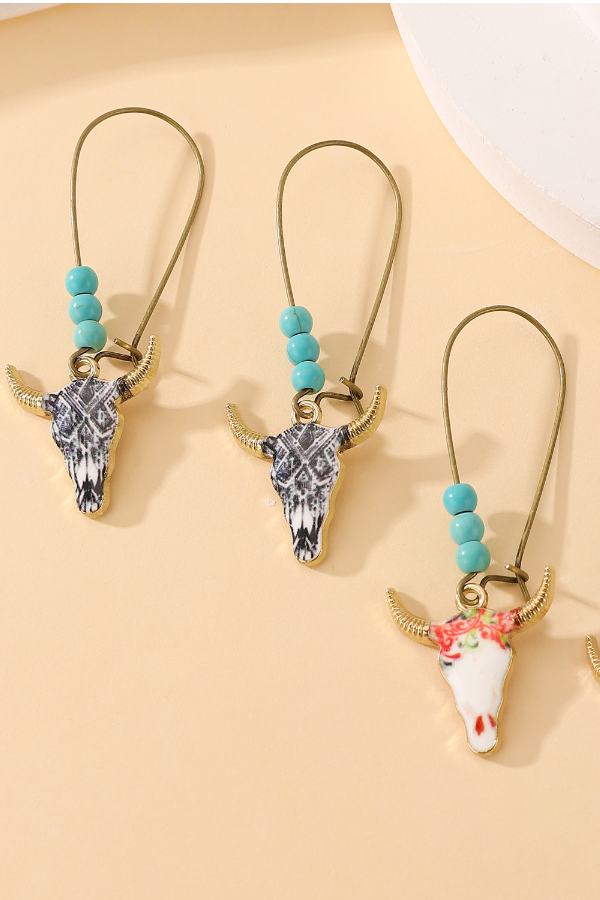 Ladies Western Bull Head Earrings