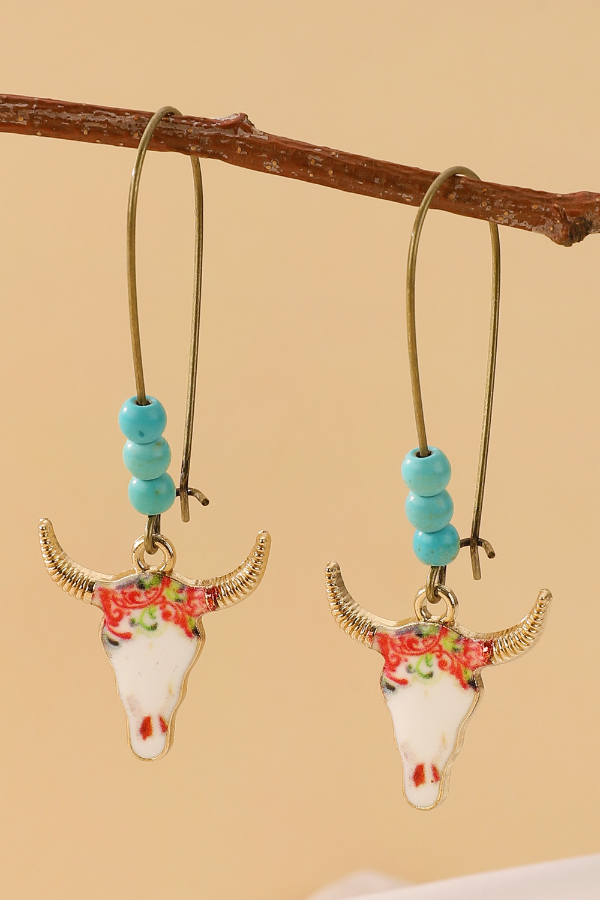 Ladies Western Bull Head Earrings