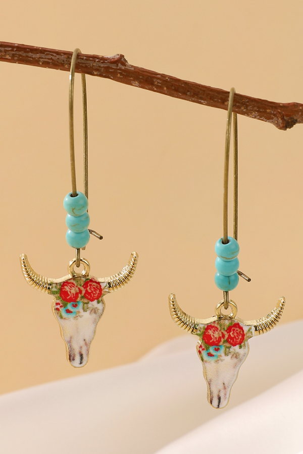 Ladies Western Bull Head Earrings
