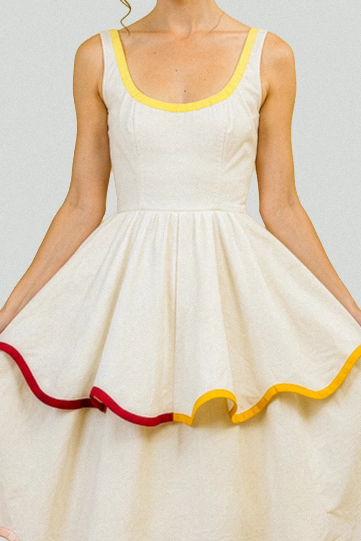 U-Neck Tiered Cake Midi Dress