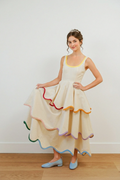 U-Neck Tiered Cake Midi Dress