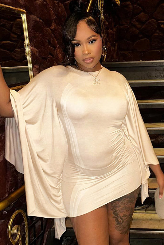 Curvy-Friendly Cape Sleeve Mini Dress
