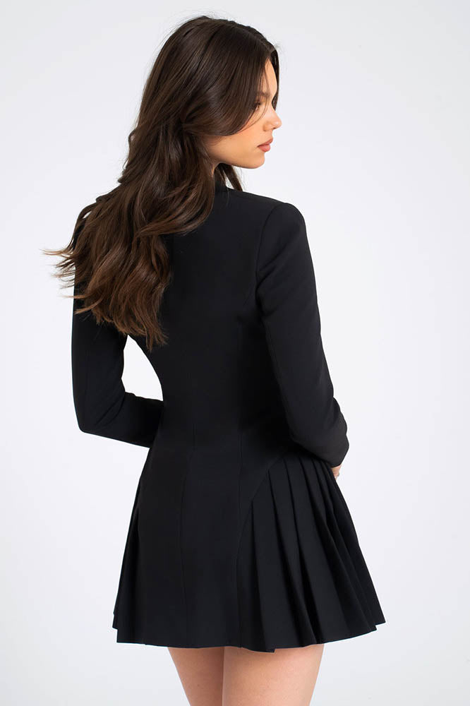 INS Deep V Single-Breasted Blazer Mini Dress