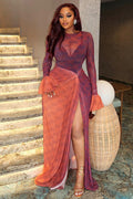 Sunset Gradient Slit Sheer Maxi Dress