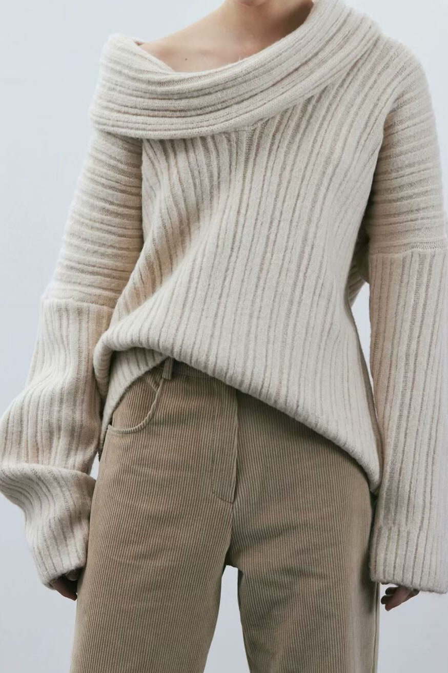 Lazy Style Solid Color Irregular Knit Top
