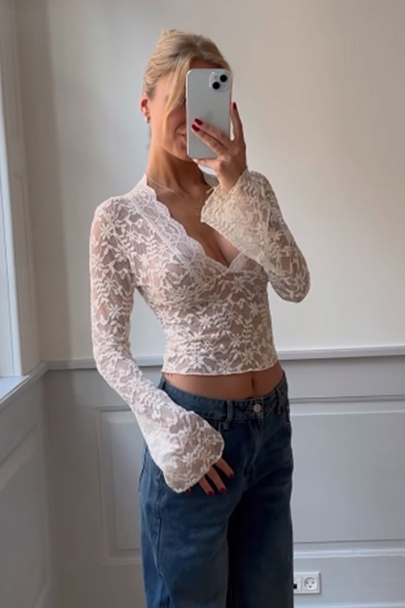 Sultry Pink Lace Wrap Crop Top