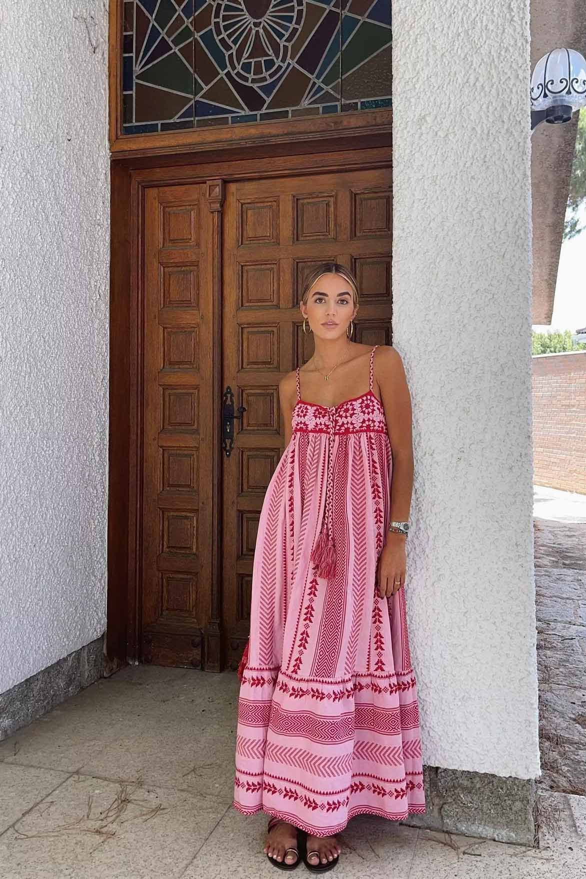 Ethnic Knitted Suspender Long Skirt