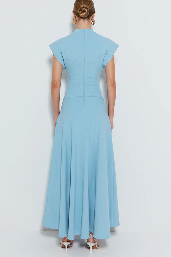 Round Neck Slit Wide Cuffs Long Dress