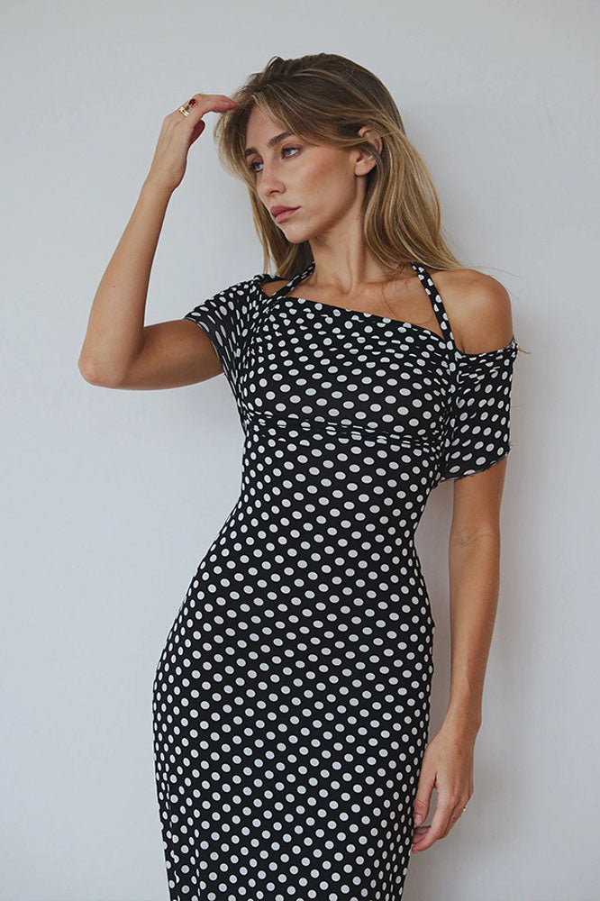 Spring Summer Polka Dot Women's Midi Dress