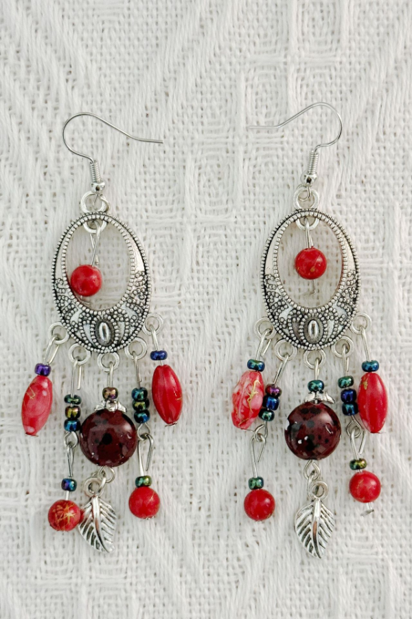Long Fringe Earrings Turquoise Alloy Earrings