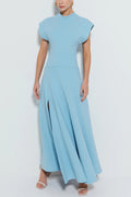 Round Neck Slit Wide Cuffs Long Dress