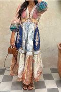 Retro Print Ethnic Style Dress