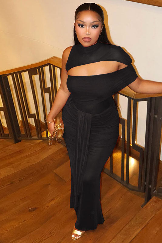 High Neck Sheer Formal Dress