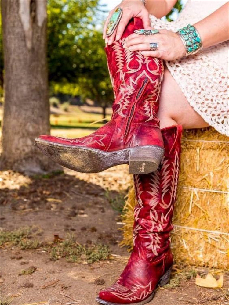 Vintage Western Cowboy Embroidered Boots