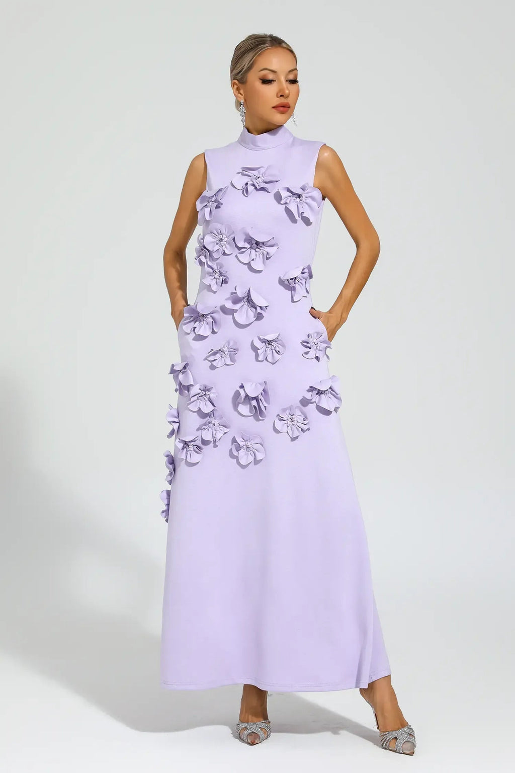 Ethel Flower Embellished Sleeveless Maxi Dress
