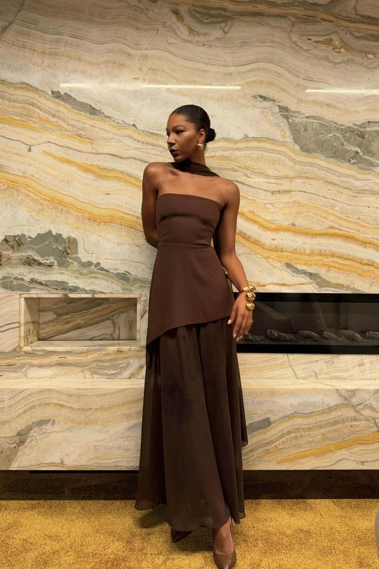 Strapless Halter Tie-Back Maxi Dress