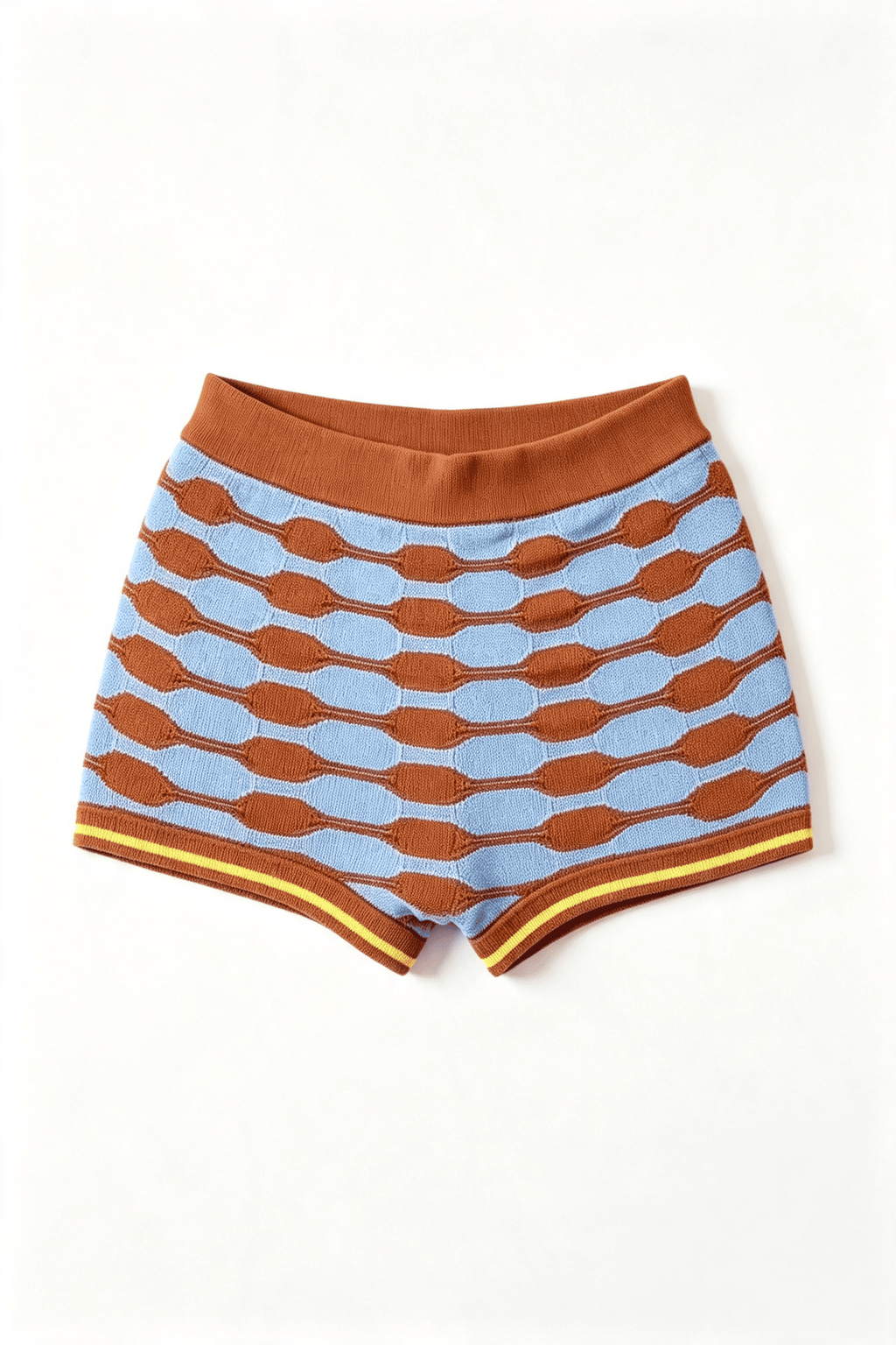 Vintage Wavy Stripe High Waist Knit Shorts