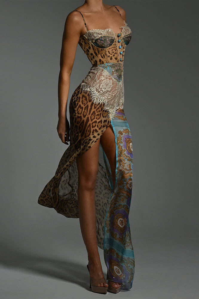 Whispers of the Wild - Waist-Tied Maxi Dress
