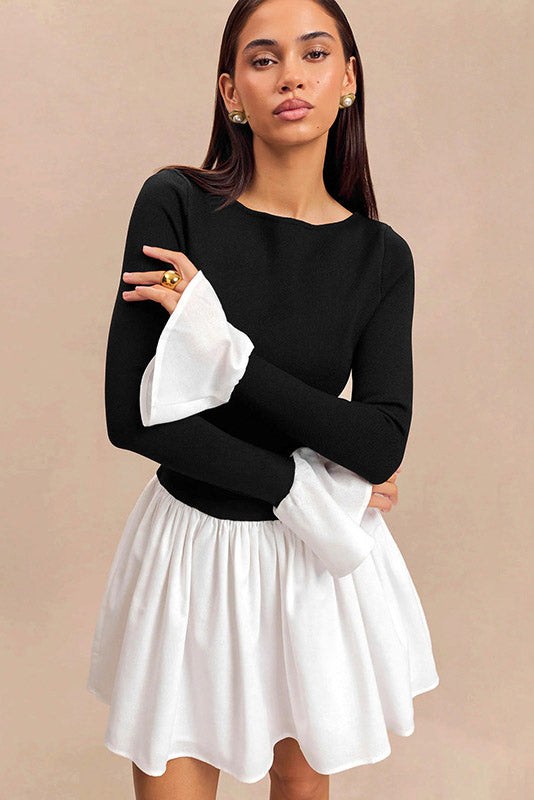 Candice Balloon Sleeves Knit Mini Dress