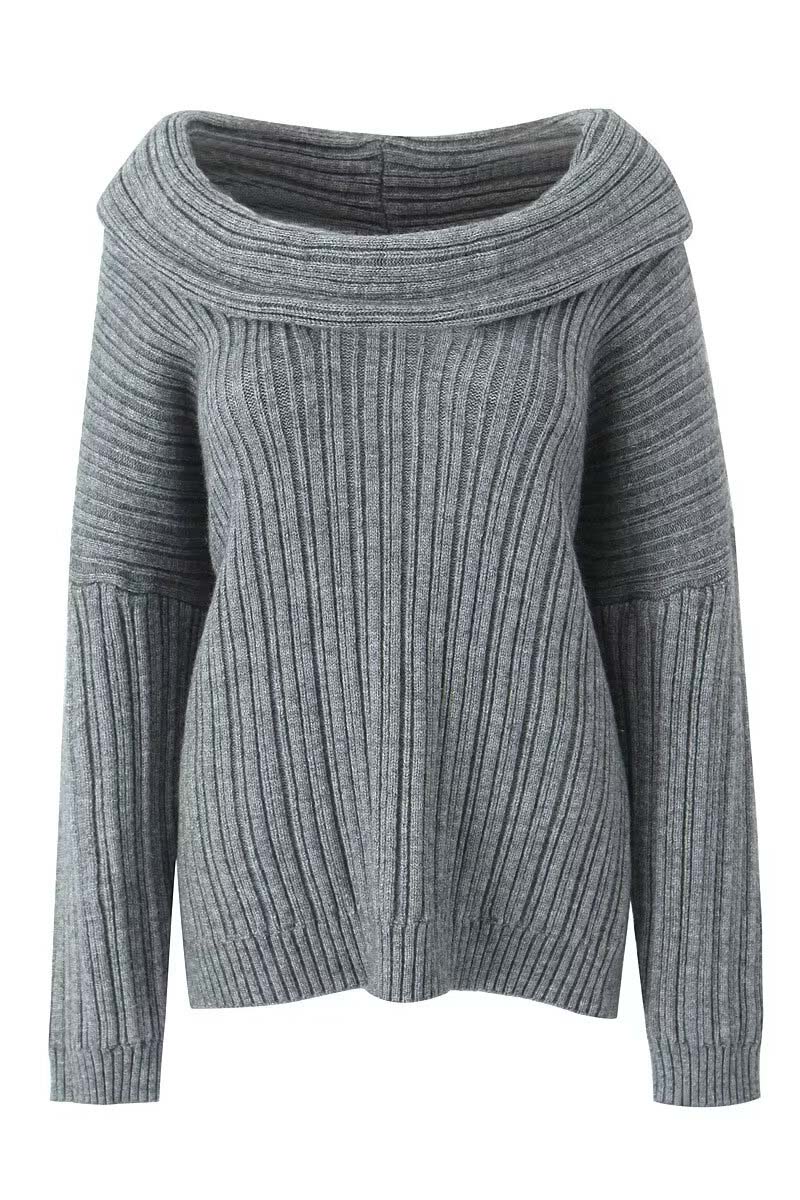 Lazy Style Solid Color Irregular Knit Top